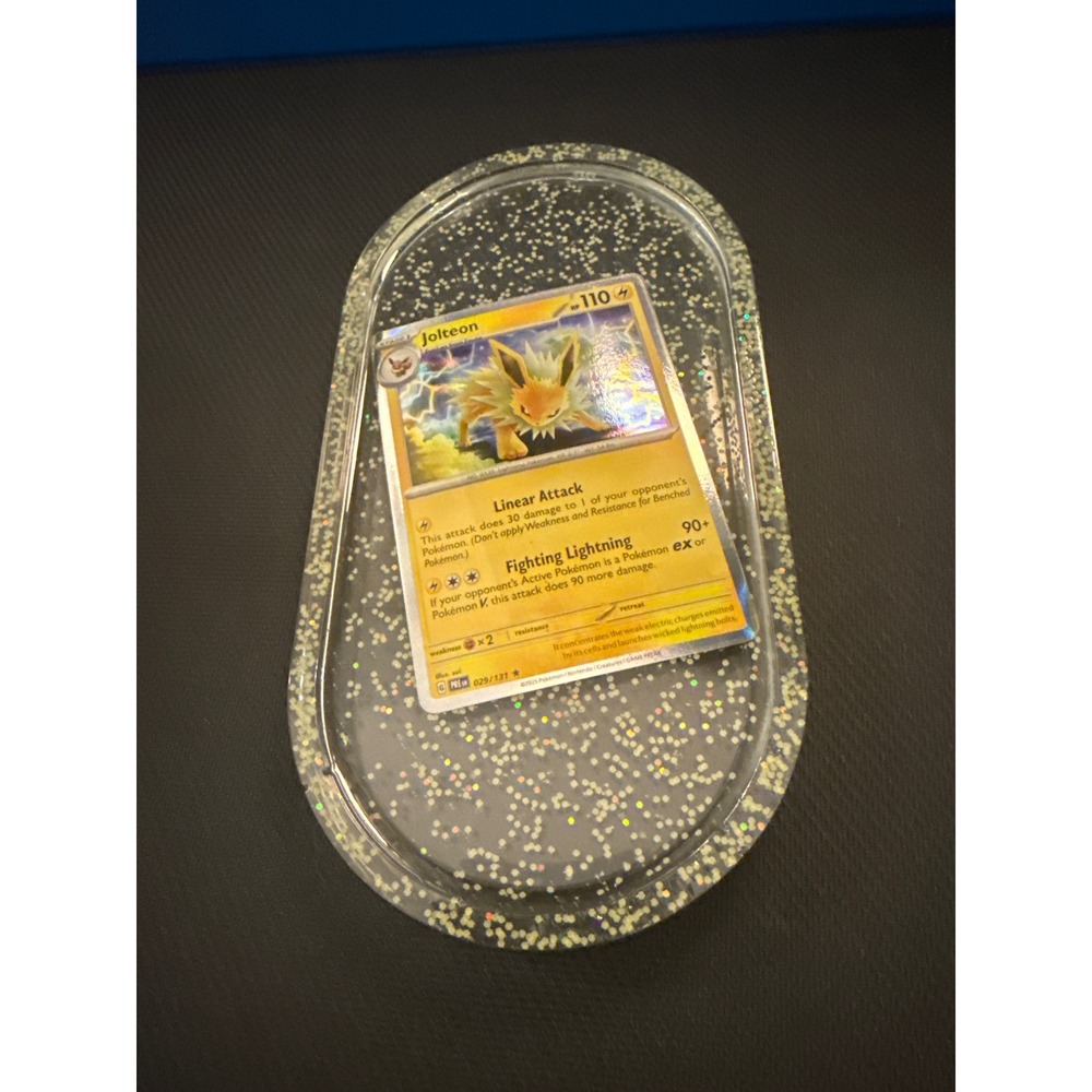 Handmade Pokemon Jolteon Card Resin Tray Glitter Catchall Dish Oval